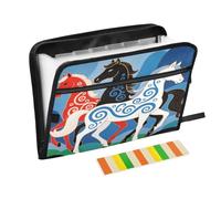 Horse Art, elegante cartella portadocumenti espandibile con 13 tasche, con etichette, formato A4, con cerniera