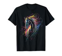 horse colourful Beautiful Graphic art design riding horses Maglietta