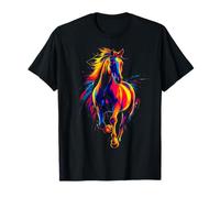 horse colourful Beautiful Graphic art design riding horses Maglietta