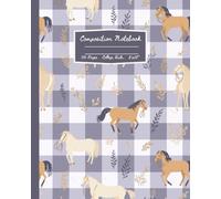 Horse Composition Notebook: Cottagecore Farm Animals and Gingham Themed College Ruled Journal; 8x10"