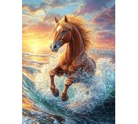 Horse Galloping on The Ocean Waves Puzzle 500 Pezzi Klimt Per Collezionisti Science Fiction Magical Dream Cartone Opaco Il Bacio Per Decorazione Camera Da Letto Con Cornice Inclusa Qualità Premium 50