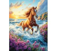 Horse Galloping on The Ocean Waves Puzzle 500 Pezzi Per Neonati E Bambini Science Fiction Magical Dream Cartone Atossico Resistente Difficoltà Bassissima Per Attività Educative A Casa Qualità Sicura