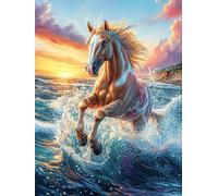 Horse Galloping on The Ocean Waves Rompicapo 1000 Pezzi Per Adulti Science Fiction Magical Dream in Cartone Spesso Colori Vividi Anti Riflesso Rilassante Per Serate in Casa Edizione Esclusiva Da Passa