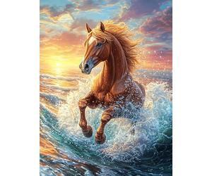 Horse Galloping on The Ocean Waves Rompicapo 300 Pezzi Michelangelo Per Adulti Science Fiction Magical Dream Cartone Spesso Cappella Sistina Per Collezione Artistica Edizione Esclusiva Con Colla Incl