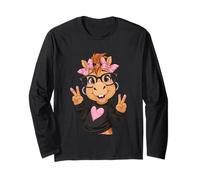 Horse Girl Doppio Segno della Pace Kawaii Equine Pop Graphic Sharp Maglia a Manica