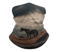 Horse Grazing On The Mountain 26X30Cm Protezione UV Passamontagna Elegante Sciarpa al Collo per Outdoor Yoga attività