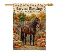 Horse Harvest Blessings - Bandiera autunnale, 71 x 101 cm