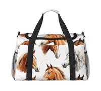 Horse Head Collection, borsone da viaggio impermeabile, compatto, per sport, palestra e weekend, per uomini e donne