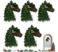 Horse Head Wreath Rustic Farmhouse Equestrian Door Decor, 15.75 * 11.81in Hand-Woven Artificial Christmas Horse Head Wreath with Red Ribbon for Home Front Door Wall Window Outdoor Porch Garden Decor