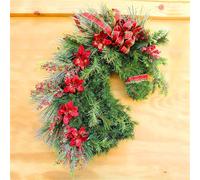 Horse Head Wreath Rustic Farmhouse Equestrian Door Decor, 15.75 * 11.81in Hand-Woven Artificial Christmas Horse Head Wreath with Red Ribbon for Home Front Door Wall Window Outdoor Porch Garden Decor