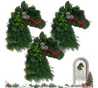Horse Head Wreath Rustic Farmhouse Equestrian Door Decor, 15.75 * 11.81in Hand-Woven Artificial Christmas Horse Head Wreath with Red Ribbon for Home Front Door Wall Window Outdoor Porch Garden Decor