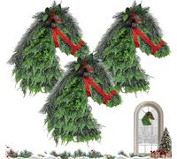 Horse Head Wreath Rustic Farmhouse Equestrian Door Decor, 15.75 * 11.81in Hand-Woven Artificial Christmas Horse Head Wreath with Red Ribbon for Home Front Door Wall Window Outdoor Porch Garden Decor