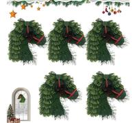 Horse Head Wreath Rustic Farmhouse Equestrian Door Decor, 15.75 * 11.81in Hand-Woven Artificial Christmas Horse Head Wreath with Red Ribbon for Home Front Door Wall Window Outdoor Porch Garden Decor