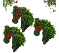 Horse Head Wreath, Rustic Farmhouse Equestrian Door Decor, 40×30cm Faux Greenery Holiday Wreaths, Faux Greenery Holiday Wreaths for Front Door, Barn (3PCS-A)