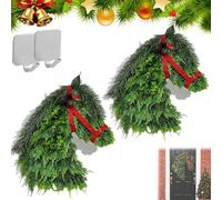 Horse Head Wreath - Rustic Farmhouse Equestrian Door Decor, Christmas Horse Head Wreath, 40CM Artificial Hand Woven Horses Door Wreaths, for Porch Garden Yard Barn Wall Party (2PCS)