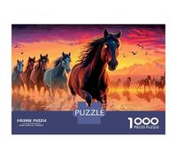 Horse Herd Puzzle in Sunset Savanna Da 1000 Pezzi Compact Box Premium Plus Quality Collezione Speciale Fai Da Te, Intrattenimento Creativo, Divertimento Per Adulti E Bambini Da 12 Anni 38x26cm/1000pcs