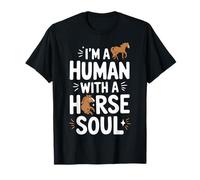 Horse I'm A Human With A Horse Soul Cavalli Equitazione Animale Maglietta