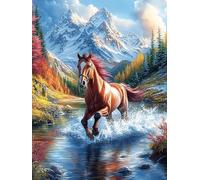 Horse in Mountain Waterfall Rompicapo 1000 Pezzi Per Regalo Di Festa Del Nonno Cartone Rigido Per Anziani Fantástico Cuento De Hadas Animal Esercizio Mentale Per Tempo Libero Qualità Premium Da Passat