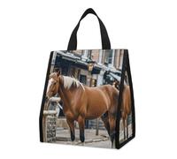 Horse in The Street, borsa termica per il pranzo, per donne e uomini, borsa della spesa riutilizzabile, grande borsa termica a tenuta stagna, pieghevole, portatile, per lavoro, campeggio, picnic