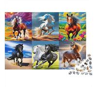 Horse Jigsaw Puzzle Impossible 1000 Pezzi Collage of Colorful Horses Decorazione Per La Casa. Rilassamento E Intelligence Per Adulti E Bambini Da 12 Anni 38x26cm/1000pcs
