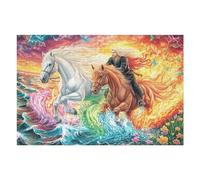 Horse Pair Fire Flower Forest Wildlife Wild Puzzle 1000 Pezzi Intelligenza E Logica Gioco Educativo Sfida Per Ragazzi E Adulti Rompicapo Relax Per Serate Familiari 1000 PCS