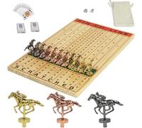 Horse Race Board Game Racing Game Thickened Solid Wood with 11 Luxurious Durable Classic Metal Horses with 4 Dice and 2 Boxes of Cards Horse Racing Game (Log)