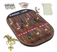 Horse Race Board Game Racing Game Thickened Solid Wood with 11 Luxurious Durable Classic Metal Horses with 4 Dice and 2 Boxes of Cards Horse Racing Game (Flame)