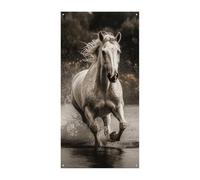 Horse Running by The Water Door Cover Banner Party Decor Forniture Portico Appeso Banner Personalizzazione Festone Per Vacanze Compleanno Giardino Prato
