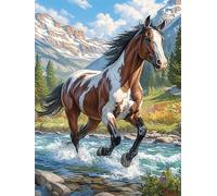Horse Running in A River at Sunset Puzzle 300 Pezzi Per Natale Feste E Compleanni Wildlife Plant Rompicapo Intelligente Idea Regalo Per Lui Padre E Fratello in Ogni Occasione 300 PCS