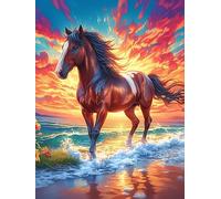 Horse Running on A Beach at Sunset Rompicapo 1000 Pezzi Botticelli Per Appassionati Wildlife Pet Cute Cartone Rigido Nascita Di Venere Per Decorazione Murale Edizione Limitata Con Poster Incluso 1000