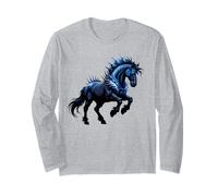 Horse Stuff - Cavalli Selvatici da Donna, Colore Blu Maglia a Manica
