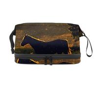 Horse Under The Glory - Trousse per cosmetici a doppio strato, per donne e ragazze, trousse da viaggio per trucchi, pratica borsa organizer con scomparto per pennelli, Multi, 27x15x14 cm/10.6x5.9x5.5