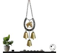 Horse Wind Chime Soft Tone Iron Spinner Bell Rustic Hanging Ornament Equestrian Accent Garden Yard Patio Balcony Porch Decorative Keepsake Relaxing Melody Motion Sculpture Craft Gift Symbol | For Outd