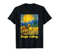 Horseback Rider Swirling Sky Landscape Art Maglietta
