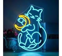 Horseneon Cat Insegne al neon per decorazioni da parete Luna Luce al neon per camera da letto Animale USB Dimmer Insegna al neon per la camera dei bambini Soggiorno Bar Amanti dei gatti