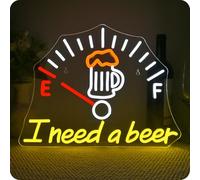 Horseneon I Need a Beer Neon Shield Beer Neon Sign LED Targa in schiuma al neon per camera da letto, bar, cantina del vino per camera da letto, casa, negozio, ristorante, hotel, decorazione
