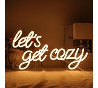 Horseneon Let's Get Cozy Insegna luminosa al neon Bianco caldo Lettera Luci al neon Insegna al neon per la decorazione della parete Luci al neon dimmerabili USB per camera da letto Bar Cafe Club
