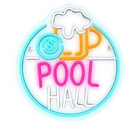 Horseneon Pool Hall - Targa neon a LED per parete, per sala da biliardo, luce al neon blu, rosa e bianca per casa, sala biliardo, pub, birra, cocktail, bar, club, ristorante, negozio, insegna