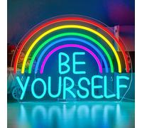 Horseneon Segnale luminoso al neon arcobaleno sii te stesso Luce al neon da parete Dimmer USB Luci al neon Insegna al neon colorata per camera da letto Soggiorno Camera dei bambini Festa di nozze