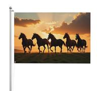Horses At Sunset - Bandiera da esterni double-face, 1,2 x 1,8 m, in poliestere resistente alle intemperie con colori vivaci per giardino, cortile, patio o casa