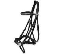 Horses, Briglia Anatomica Modello Tasting PRO, in Cuoio con Sopratesta Imbottito e Forma Anatomica, Ideale per Cavalli Giovani o Sensibili, Nero COB