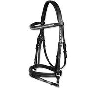 Horses, Briglia per Cavalli, Modello Mestre, in Morbidissimo Cuoio con Imbottitura su Nasiera e Sopratesta, Decorata con Clincher, Nero Full