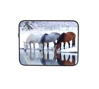 Horses by The River - Custodia per computer portatile e tablet, borsa da lavoro da 17 pollici