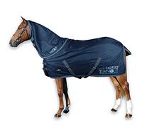 Horses, Coperta da Paddock per Cavallo Turnout, Impermeabile, con il Copricollo Removibile, Resistente, con Cinghie ad Incrocio, Blu 128 cm
