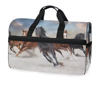Horses Desert Storm Sunset Borsone da viaggio per uomini, donne, ragazzi, ragazze, adolescenti, borsa da palestra oversize con scomparto per scarpe, per la notte, il fine settimana, yoga, allenamento,