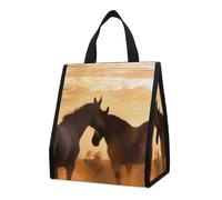 Horses in Love, borsa termica per il pranzo, per donne e uomini, borsa della spesa riutilizzabile, grande borsa termica a tenuta stagna, pieghevole, portatile, per lavoro, campeggio, picnic