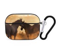 Horses in Love - Custodia per AirPod Pro, cover rigida antigraffio in policarbonato con portachiavi, accessorio per AirPod Pro 2°/1° custodia per donne e uomini, stile nero