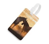 Horses in Love, etichette per bagagli con carta d'identità, etichette resistenti per borse da viaggio, etichette impermeabili per valigie, zaini e custodie da viaggio, stile bianco