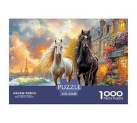 Horses in Paris Puzzle Raffinato Da 1000 Pezzi Con Illustrazioni Artistiche Di Alto Livello - Il Regalo Di Festa Perfetto Per Adulti E Bambini Di Tutte Le Età 52x38cm/1000pcs