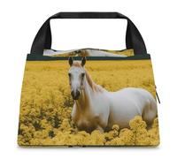 Horses in the Fields Borsa per il pranzo per donne e uomini, riutilizzabile, borsa termica per il pranzo, grande capacità, contenitore per il pranzo, per lavoro, ufficio, picnic, viaggi